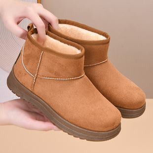 冬季老北京棉鞋女雪地靴厚底防寒妈妈鞋棉靴加绒保暖女士短靴防滑