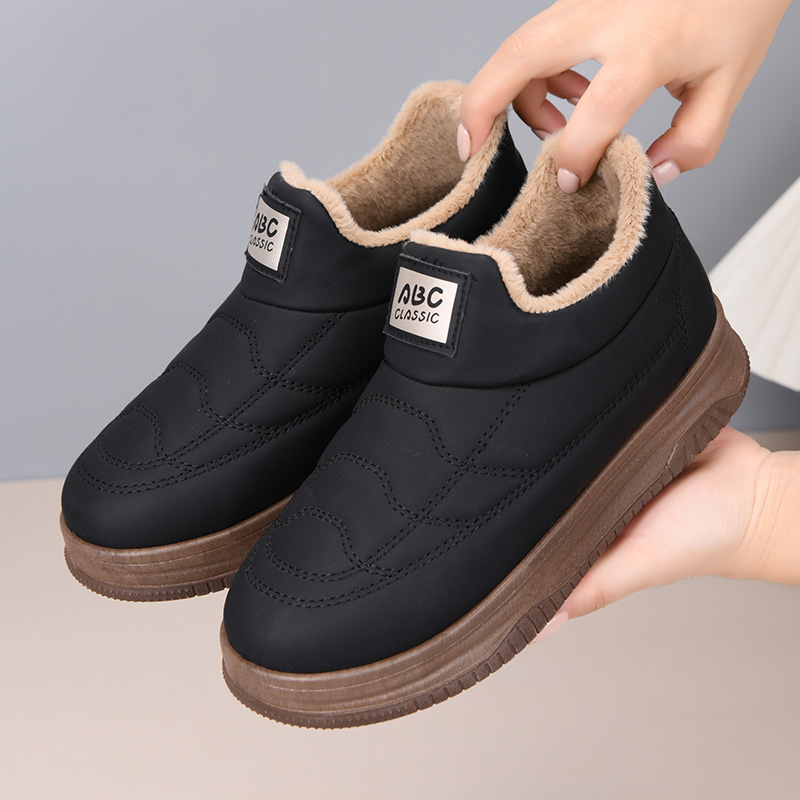 老北京棉鞋女冬季加绒保暖防滑妈妈棉靴皮面加厚防寒女士休闲短靴