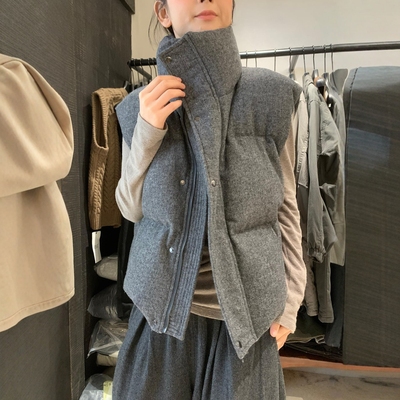 白鸭绒羽绒服马甲女立领面包服暖