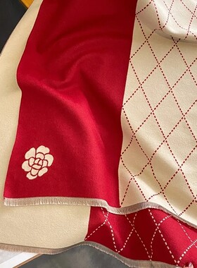 洋气拼色围巾披肩女韩系氛围感
