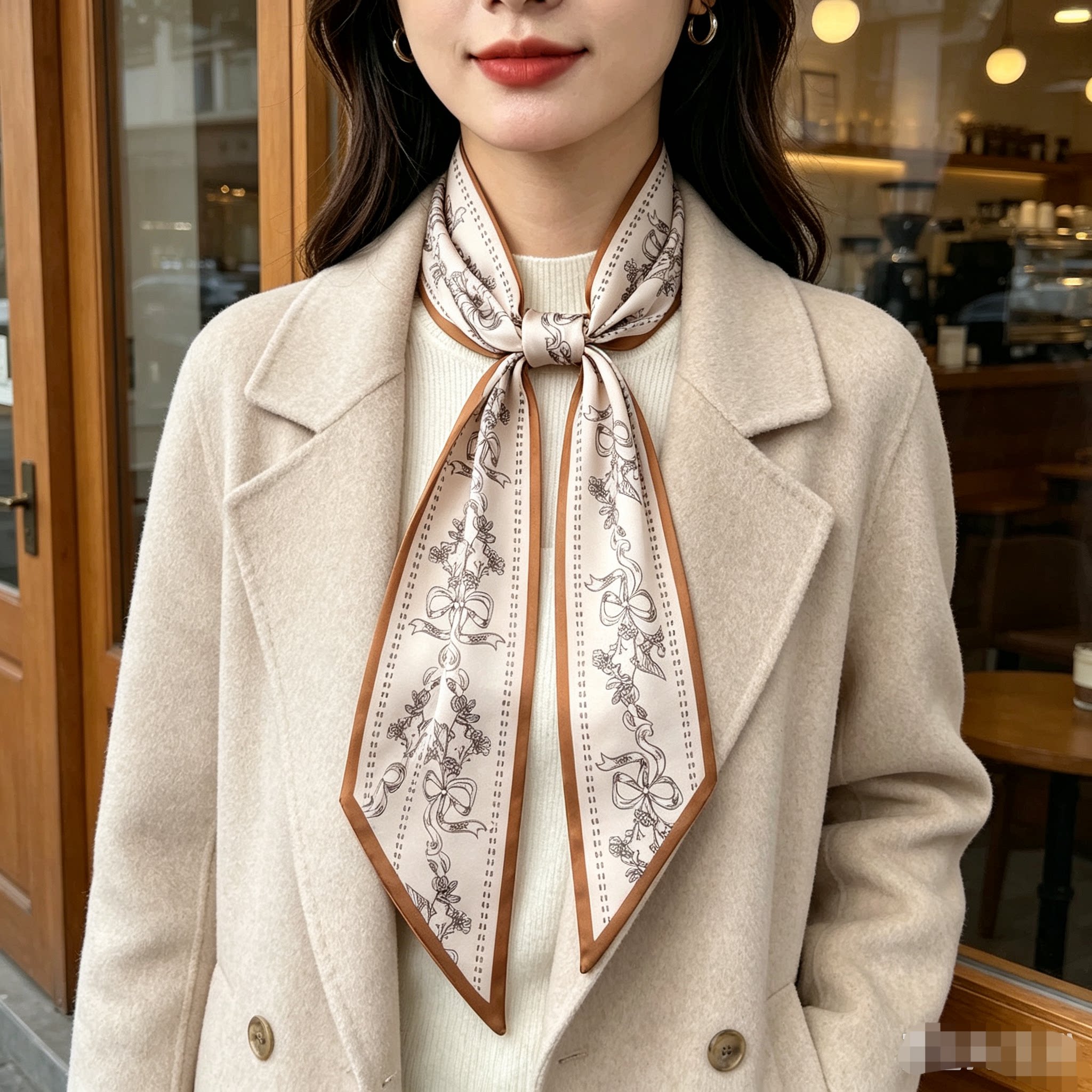 韩版复古文艺小长条丝巾女春秋季装饰薄围巾搭配衬衫西装领巾飘带