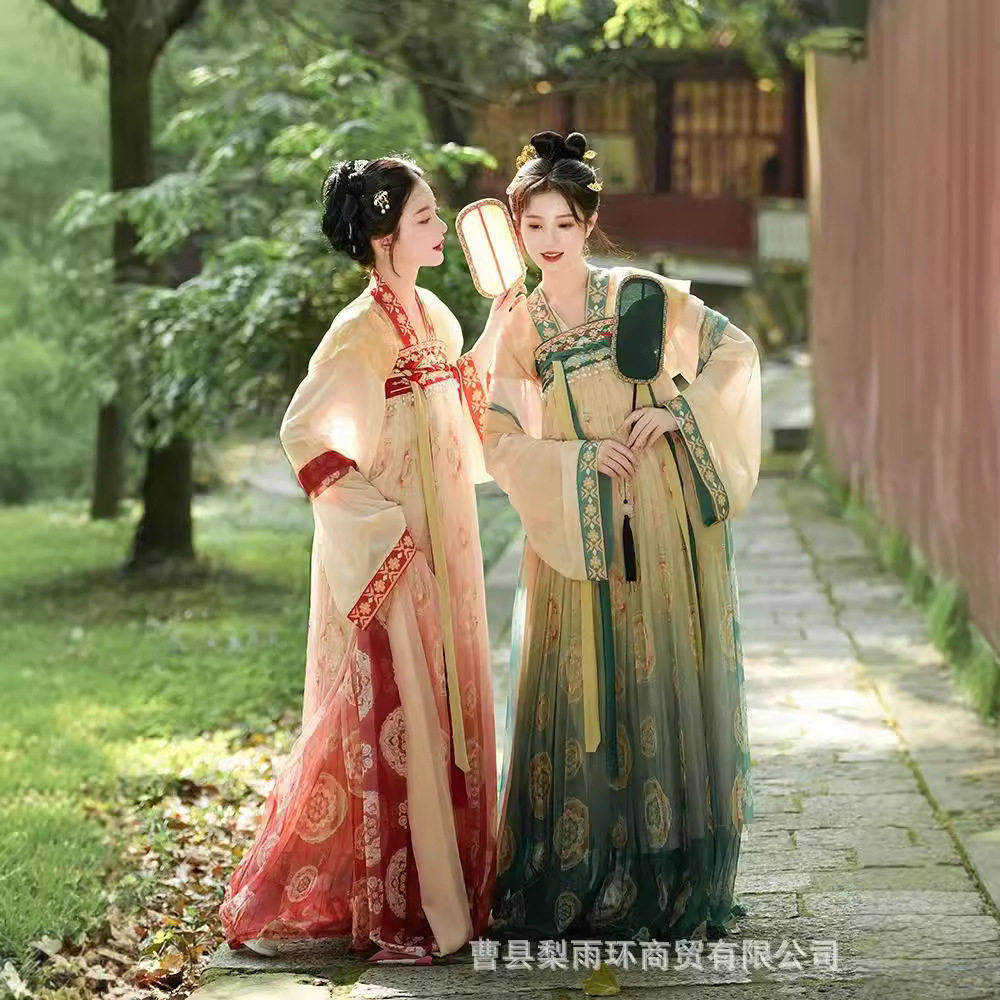 闺蜜装渐变汉服齐胸襦裙复古摄影旅拍上镜仙女超飘逸中国风汉服