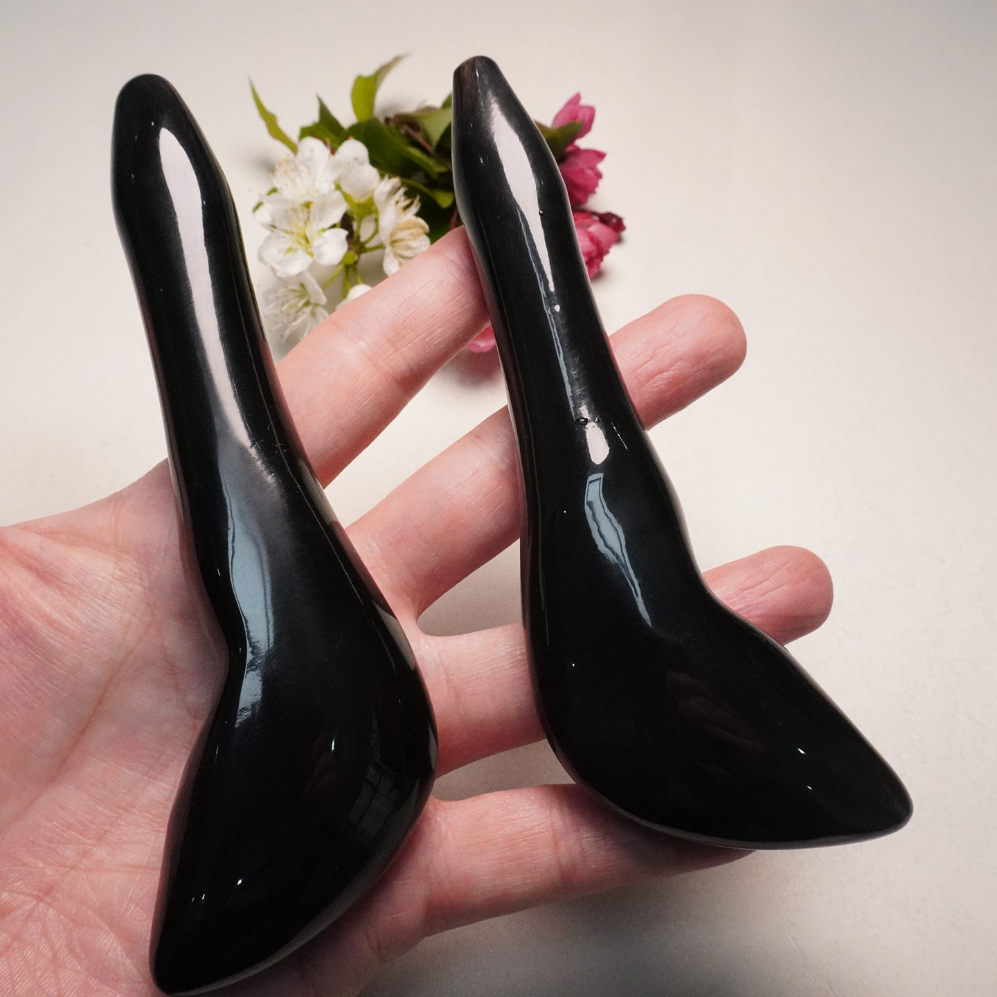 天然水牛角拨筋棒面部美容棒经络点穴笔刮痧按摩棒加粗加大号刻字