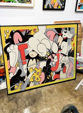 潮牌Broos珍藏装饰画Tom And Jerry联名版画猫和老鼠壁画潮流挂画