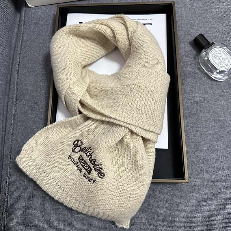 混纺羊毛围巾女秋冬季2023新款韩版高级感学生情侣保暖针织围脖