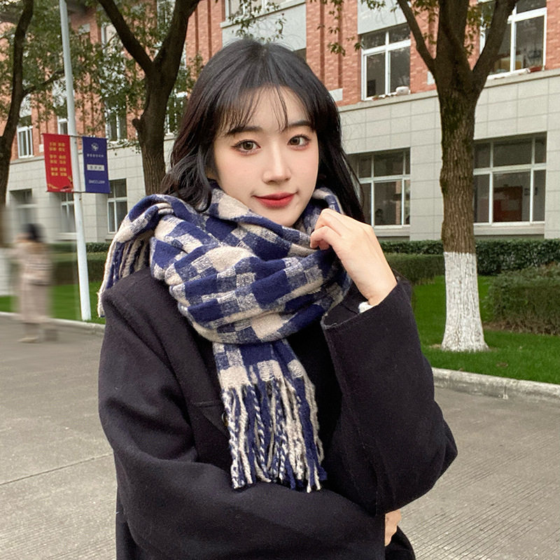 气质百搭款韩版格子围巾女学生