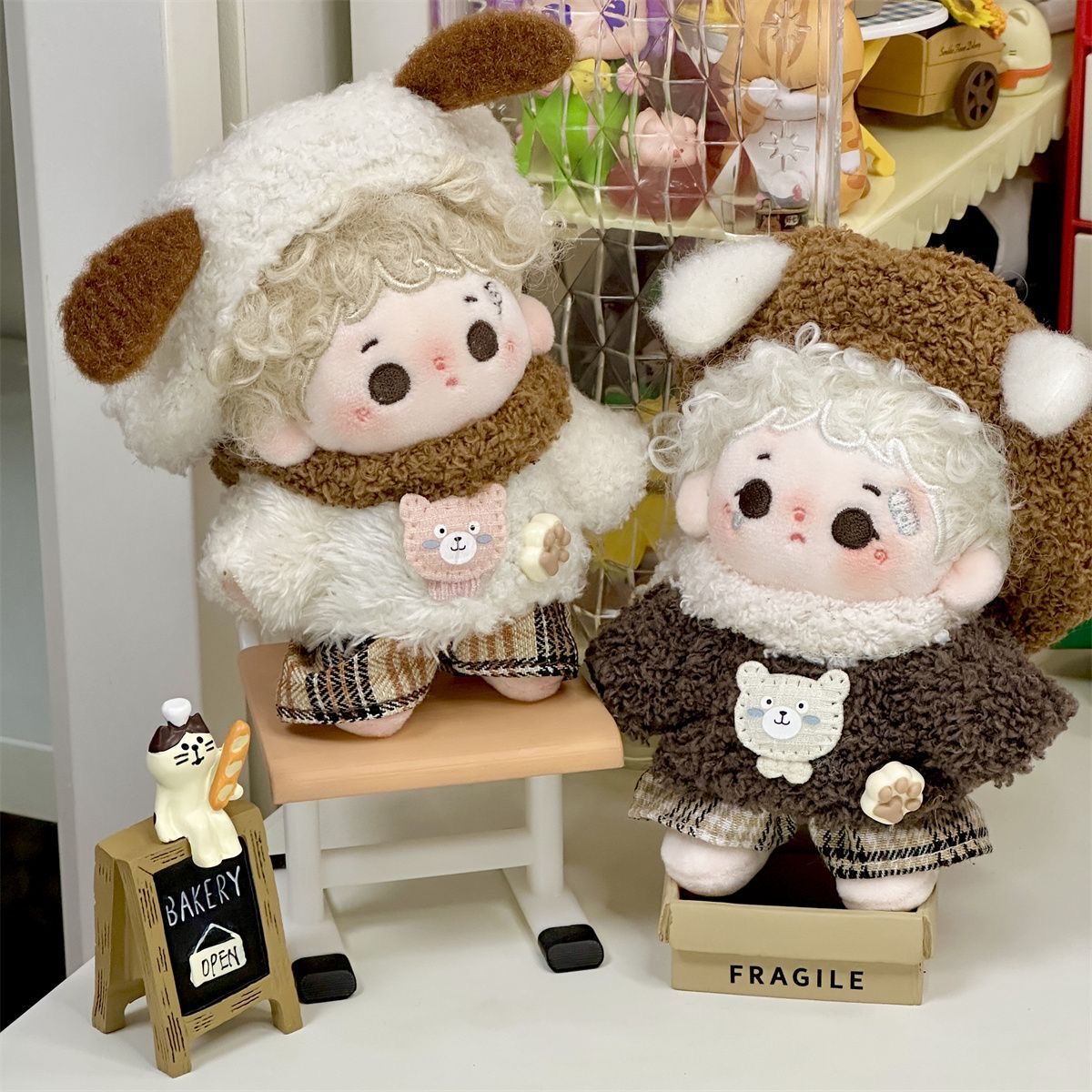 10cm棉花娃娃衣服秋冬款美拉德色系套装毛绒玩偶公仔换装10cm娃衣