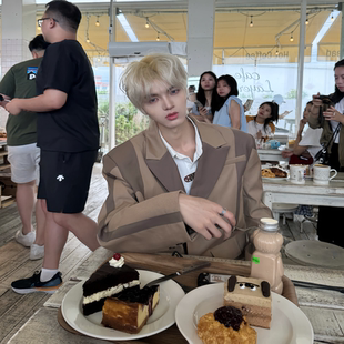 外套 拼接氛围感大廓形拼色西装 Desaturate24 AW美拉德棕色秋季