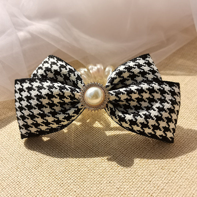 千鸟格蝴蝶结后脑勺发夹