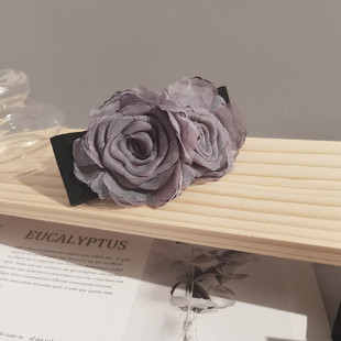 高级感花朵发夹2024新款后脑勺马尾夹横夹半扎发一字弹簧夹顶夹