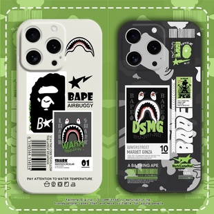 鲨鱼嘴手机壳eape猿人适用苹果17promax小米15液态硅胶oppo红米vivo荣耀保护套华为pura70日本潮牌周边个性酷