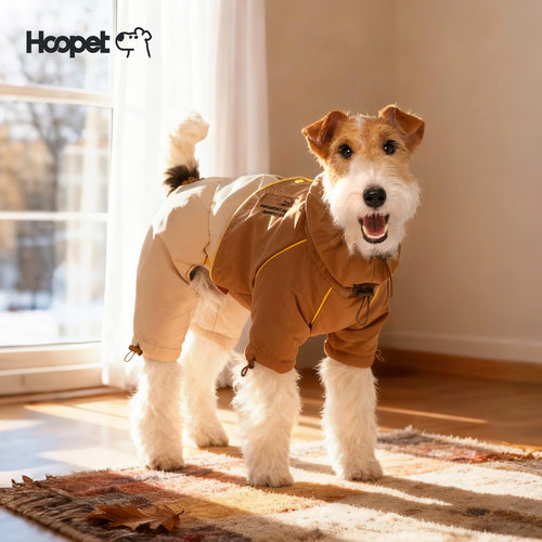 HOOPET狗狗四脚冲锋撞色棉服秋冬季保暖厚衣服小猫小狗狗狗冲锋衣