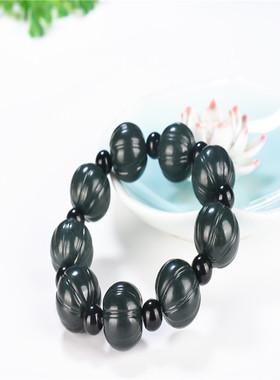 和田青玉手串手链佛珠南瓜珠男士