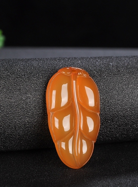 冰种玉髓紫色玛瑙男女款树叶吊坠