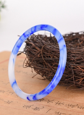 和田玉手镯细圆款54-63青花玉