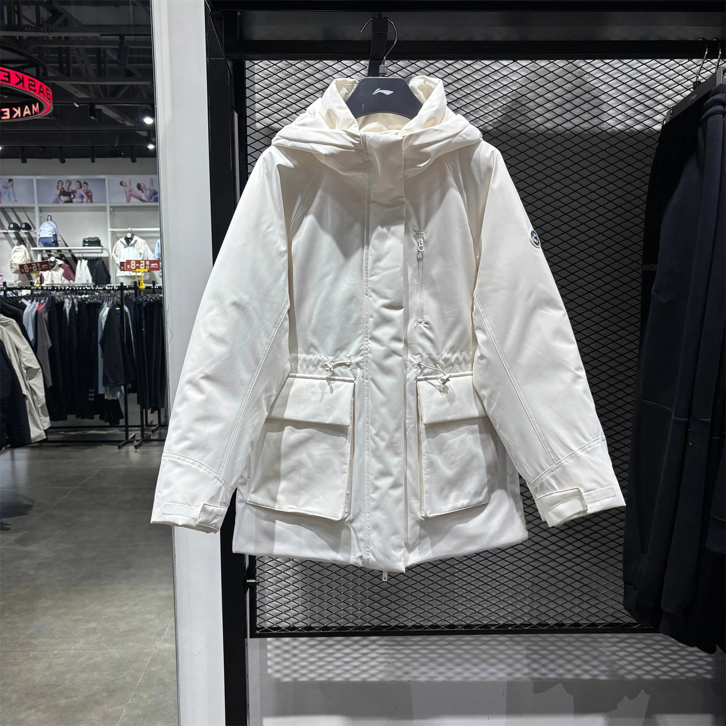 李宁羽绒服冬季新品女子加厚80%鸭绒时尚运动中长羽绒服AYMV296