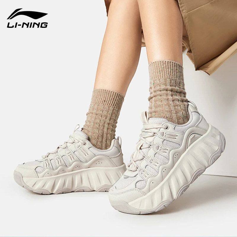 正品李宁2026春季新品曲奇鞋女子减震轻质回弹经典休闲鞋AGCW028