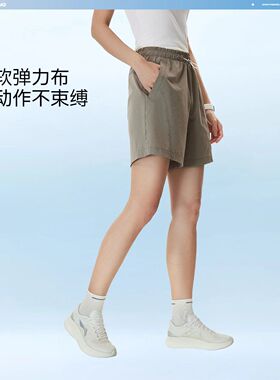 李宁正品2026女子冰感舒适吸湿排汗宽松健身系列运动短裤AKSW130