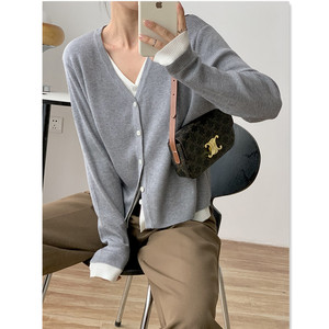 修饰颈部线条  秋外出时尚哺乳喂奶显瘦上衣月子服假两件针织衫