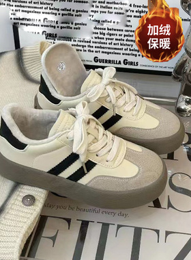 35-43皮面帆布鞋女德训棉鞋大码女鞋40-42加绒保暖百搭休闲板鞋冬