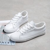 大码 43休闲平底皮面小白鞋 女鞋 人本春季 脚宽脚胖透气跑步鞋