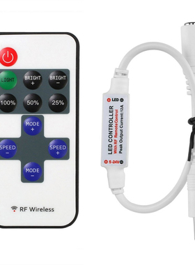 12v灯带迷你11键调光器/控制器 LED单色灯带RF无线dc头射频遥控器