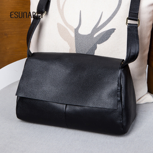 真皮包包女式 头层牛皮大容量斜挎包中年妈妈宽肩带单肩包 2025新款