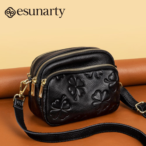 真皮女式斜挎包2026新款女包多层单肩妈妈包中年女士轻便小挎包