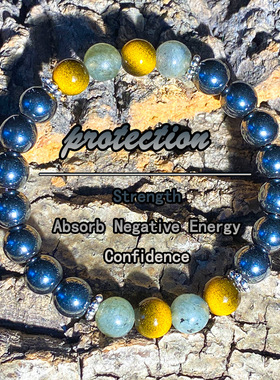 跨境爆款手链天然黑胆石灰闪光防护能量手链吸收负能量紫水晶手串