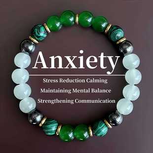 temu希音tk跨境爆款手链黄铜矿孔雀石手串情侣水晶工厂现货