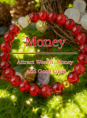 跨境爆款手链红色琉璃和田玉招财转运手串轻奢感串珠简约文玩手串