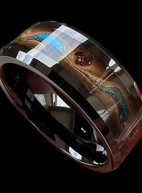 钛钢爆款戒指男款嘻哈不掉色ins彩色流沙设计 饰品黑色流沙