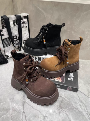 马丁靴女2025秋季新款复古百搭厚底增高舒适侧拉链休闲短靴女单鞋