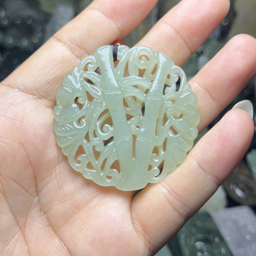 白玉福竹挂件