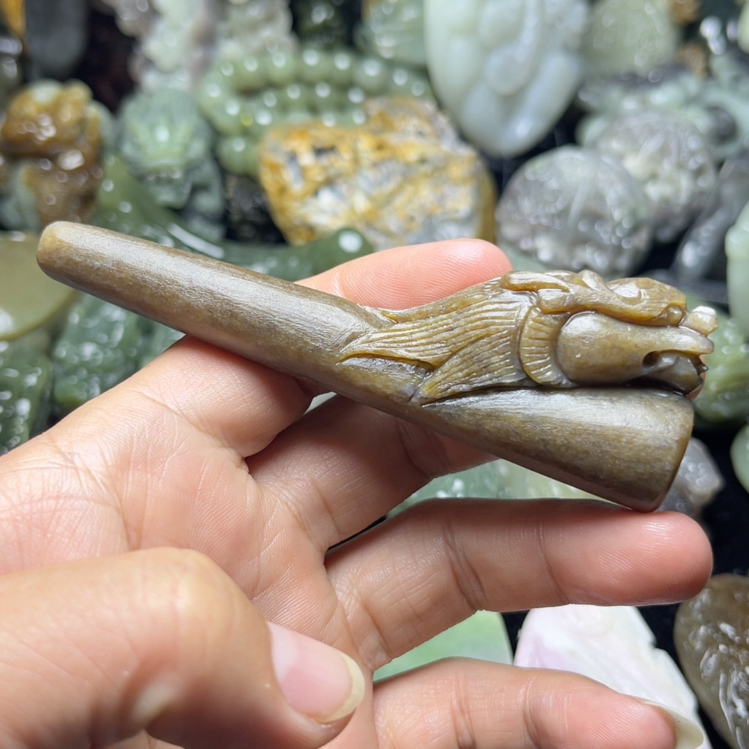 新疆和田玉红糖玉龙头烟嘴