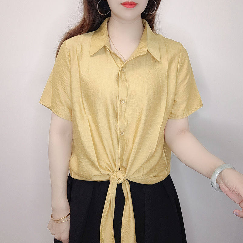 雪纺衫女夏季衬衣2023新款洋气上衣减龄漂亮别致小衫宽松短袖t桖T