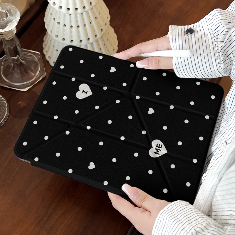 padair7保护套2025款pro平板壳11寸韩系波点适用苹果mini7轻薄带笔槽简约透明y折旋转8防弯摔支架13亚克力