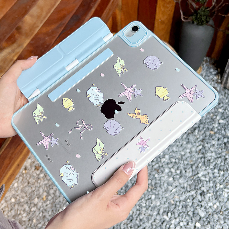 新品【可磁吸拆分】内置笔袋适用iPad11平板壳可爱韩系ins蓝色pro11寸苹果壳ipad11保护套air7亚克力防弯笔袋