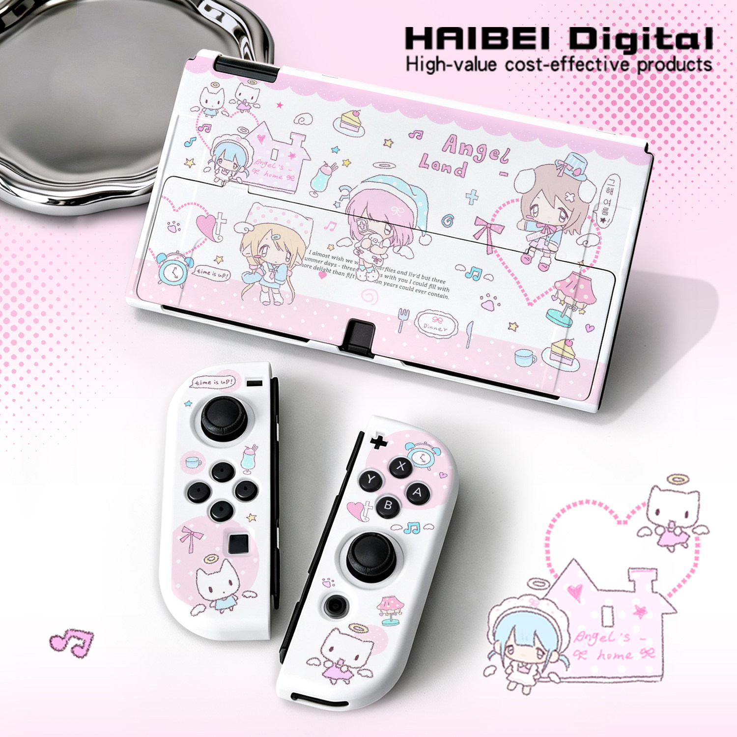 韩系适用任天堂Switch保护套Oled游戏机配件分体防摔硬壳ns亚系switcholed保护壳手柄套Switch2超薄古早味Y2K