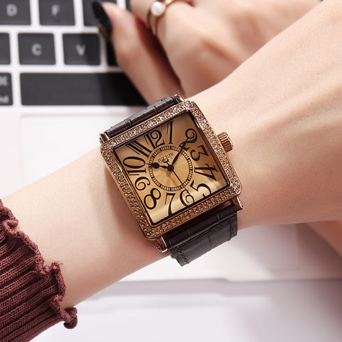 聚利时正品镶钻复古风潮流中性表