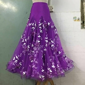 新款 摩登舞珠片绣花舞厅跳舞大摆裙华尔兹交谊舞演出比赛练习裙子