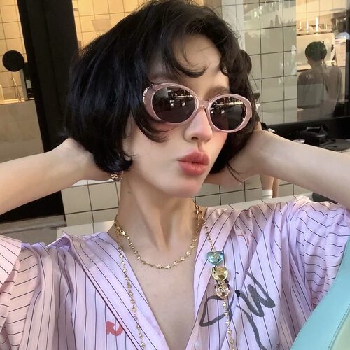 热巴同款复古大框板材太阳镜女