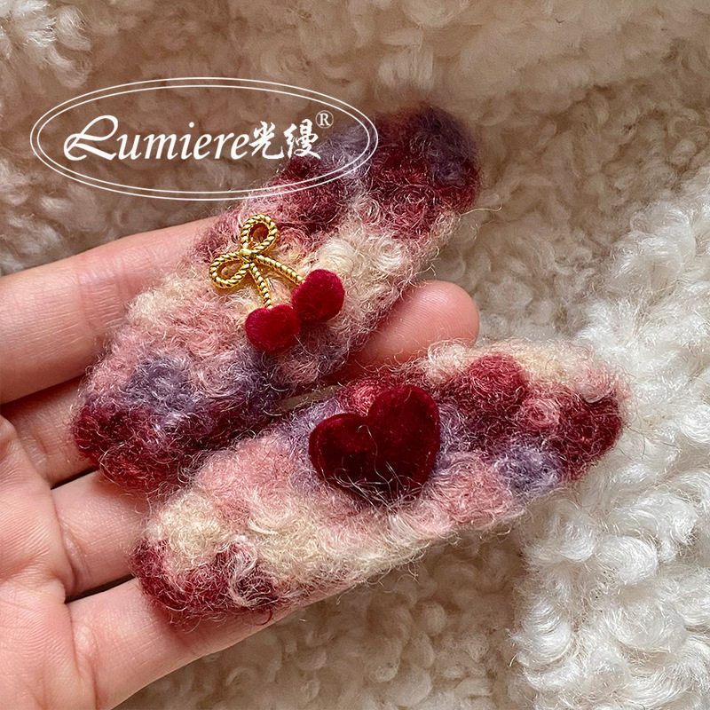 一对价格 粉色晕染爱心丝绒樱桃椭圆发夹温柔可爱少女碎发边夹,饰品/流行首饰/时尚饰品新,民族风发饰,淘宝优惠券,粉丝福利购,淘宝优惠卷