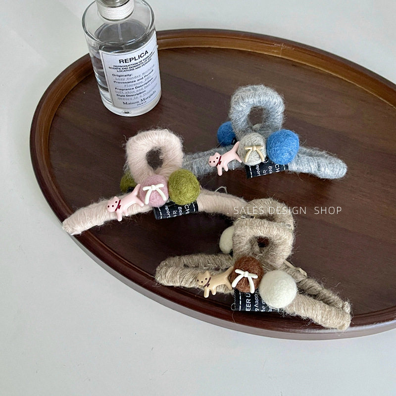 可爱猫咪毛线大号抓夹双面设计发夹女后脑勺高级感鲨鱼夹2025新款,饰品/流行首饰/时尚饰品新,民族风发饰,淘宝优惠券,粉丝福利购,淘宝优惠卷