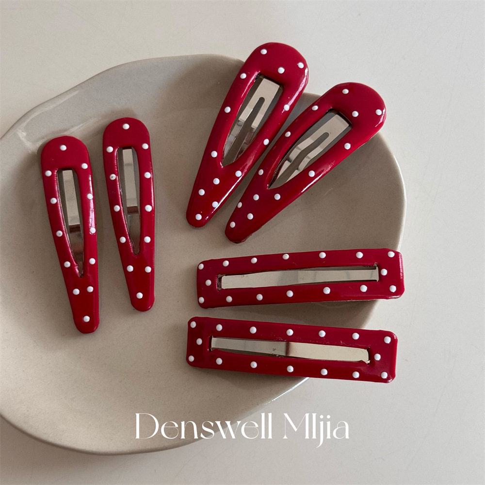 韩国红色皮质波点发夹洋气复古镂空简约BB夹刘海夹侧边夹发饰,饰品/流行首饰/时尚饰品新,发饰,淘宝优惠券,粉丝福利购,淘宝优惠卷
