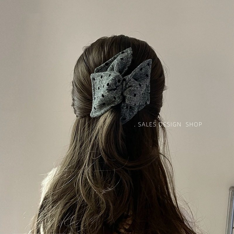 韩系毛呢波点三角抓夹女高级感2025新款大号鲨鱼夹发夹后脑勺盘发,饰品/流行首饰/时尚饰品新,民族风发饰,淘宝优惠券,粉丝福利购,淘宝优惠卷