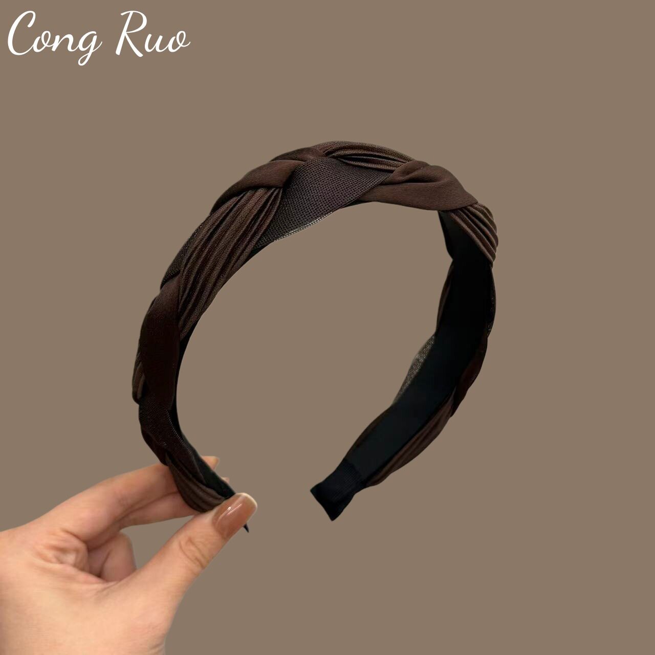 韩国发饰褶皱拼色编织麻花辫子宽边发箍女时尚复古高级感发卡头箍