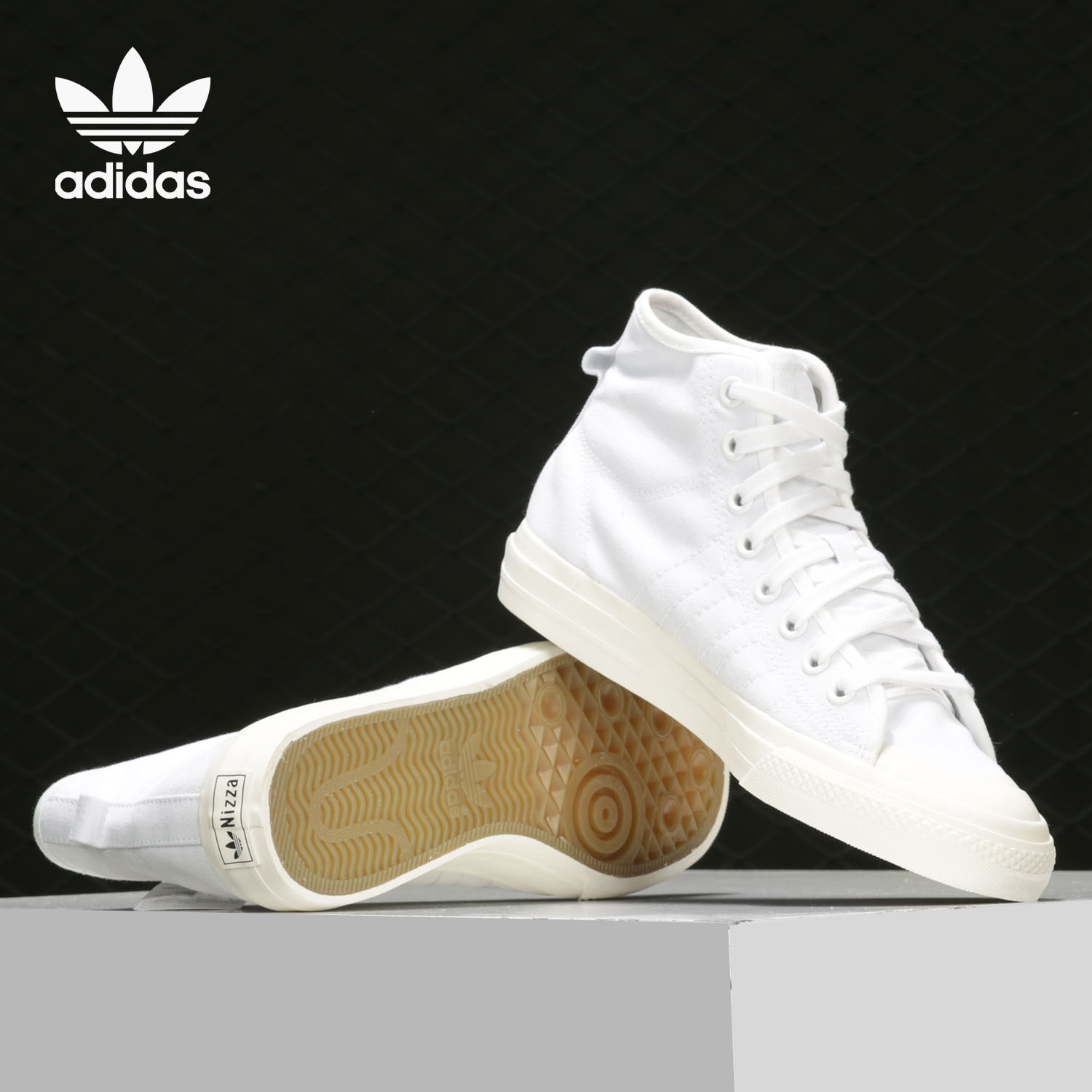 adidas/阿迪达斯三叶草板鞋男女nizza高帮经典帆布休闲鞋  ef1885