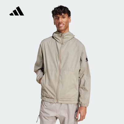 adidas阿迪达斯外套男25夏季运动休闲梭织宽松连帽防晒夹克JF3293