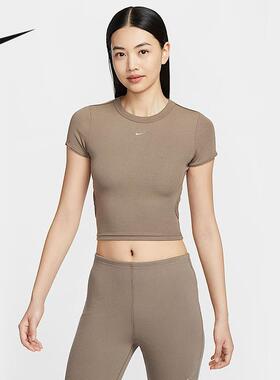 nike耐克女子2025夏季款运动休闲短款露脐紧身短袖T恤HJ0720-233